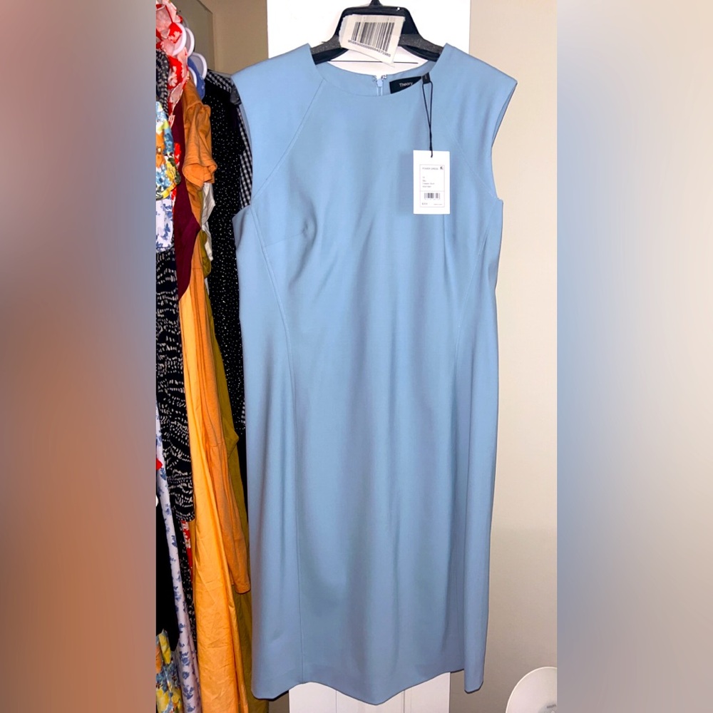 Theory Power dress in sky blue size 10, never worn, tag still on.